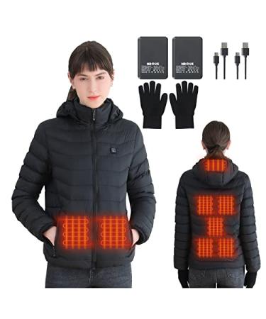 NBtoUS Heated jackets for women with 2PACK 10000mAh power bank 3 heating level and 8 heating zones Heated Jacket heated coat Large
