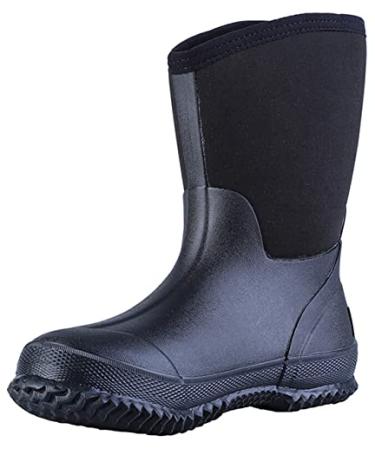 TENGTA Men's Waterproof Fishing Hunting Boots Durable Insulated Rubber Neoprene Rain Boots Womens Winter Snow Work Shoes 9 Women/8 Men Black