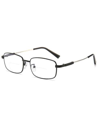 MMOWW Bifocal Reading Glasses Men Blue Light Blocking Computer Glasses Titanium Alloy Legs Reader Black 1.0x 1.0 X Black