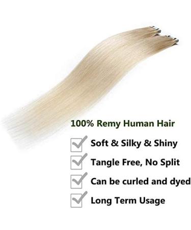 Elailite 30cm Tape In Extensions - 20g Real Human Hair #70 Bleached White - 10 Pieces Remy Hair Extensions for Seamless Style - Buy Online on GoSupps.com