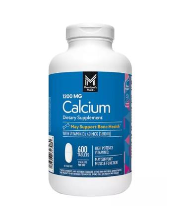 Generic Calcium 1200 mg. with Vitamin D3 Tablets Dietary Supplement 600ct.