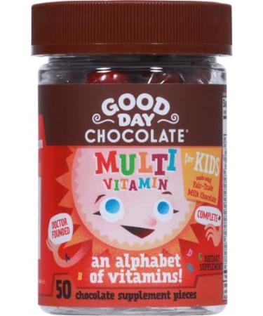 Good Day Chocolate Complete Multivitamin for Kids Daily Supplement of Vitamins A B6 B12 C D E Folate and Biotin Fair Trade and Non-GMO Chocolate 50 Pieces 50 Count (Pack of 1) - Buy Online on GoSupps.com