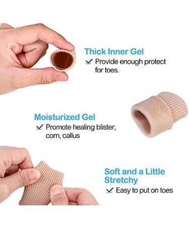 Gel Toe Caps - 12 Piece Toe Protectors for Women - Prevent Bunions, Hammertoes, Calluses, Corns, Blisters - Fabric Toe Tubes with Covers (0.79 Inch Diameter) - Buy Online on GoSupps.com