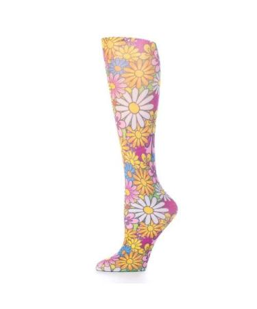 Red Moby Celeste-Stein-CMPS-2-2144 Womens 15-20 mmHg Compression Sock - Colorful Daisies