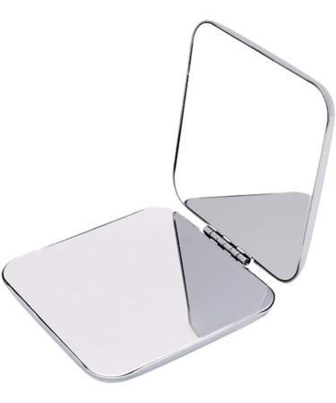 Folding Makeup Mirror Portable Stainless Steel Cosmetic Mirror Double Sided Pocket Mirror Square Beauty Tools - Buy Online on GoSupps.com