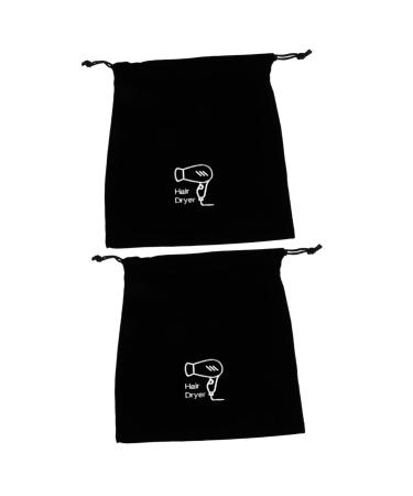 FOMIYES 2pcs Flannel Hair Dryer Bag Drawstring Pouch Hair Dryer Travel Bag Hair Dryer Drawstring Bag 26.00X23.00X0.50CMx2pcs Blackx2pcs
