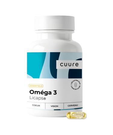 Omega 3 – Cuure – OMEGAVIE® Wild Fish Oil – 3 Patents – 60 Days – Capsule Licaps – Optimal Concentration in DHA & EPA – Concentration, Vision, Heart – Made in France