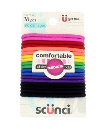 Scunci No Damage Hair Elastics - 18 Bright Medium Hold Bands for All-Day Comfort - Buy Online on GoSupps.com