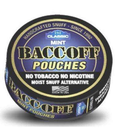 BaccOff, Classic Mint Pouches, Premium Tobacco Free, Nicotine Free Snuff Alternative (10 Cans) 10 Count (Pack of 1)