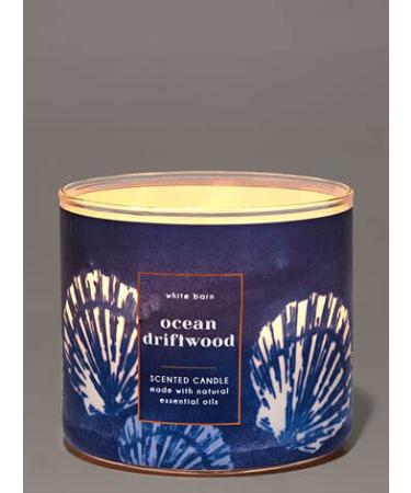 Bath & Body Works White Barn 3-Wick Candle w/Essential Oils - 14.5 oz - 2021 Summer Scents! (Ocean Driftwood)