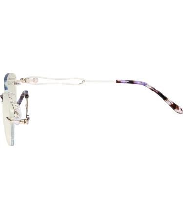 Eyekepper Rimless Blue Light Blocking Glasses for Women - Stylish Gold Frame with Purple Tips UV420 Protection Anti Eye Strain Relief - Buy Online on GoSupps.com
