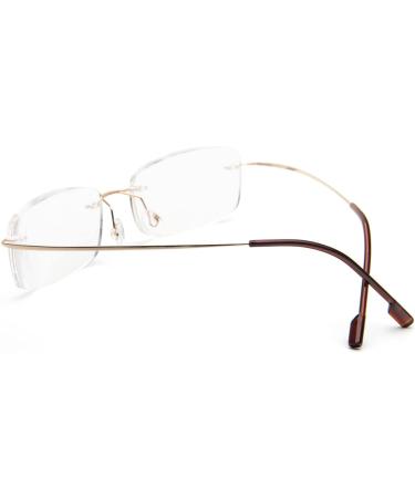 Super Light Titanium Rimless Reading Glasses for Men & Women - Gold +3.0 | International Shipping Available - Buy Online on GoSupps.com