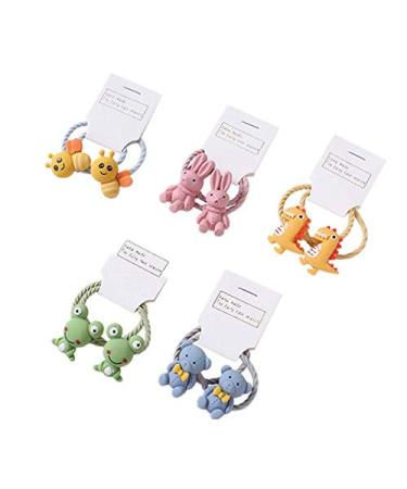 KDDOM 10 Pcs Cute Cartoon Animal Elastic Hair Ties Rope Accessories for Girls Bee Bear Rabbit Frog Dinosaur(Colorful)