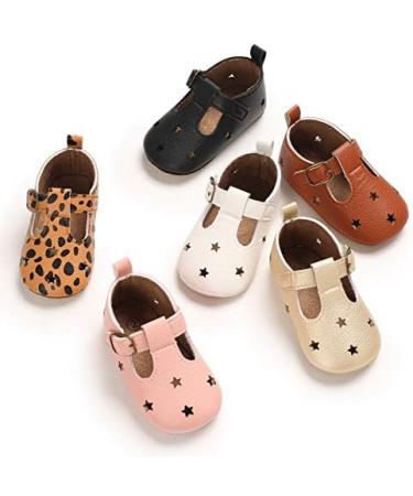 Baby Girl's First Walking Shoes - Mary Jane PU Leather Anti-Slip Princess Shoes | Infant Baby Shoes 0-6 Months | C Leopard Pattern - Buy Online on GoSupps.com