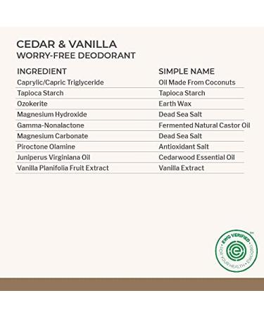 Natural Aluminum-Free Deodorant for Sensitive Skin | Essential Oils | Cedar & Vanilla | 2.5 Oz - Buy Online on GoSupps.com