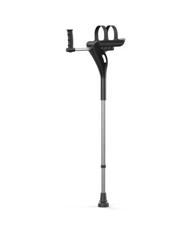 Arm Crutches for Women Men Ergonomic Adjustable Aluminum Forearm Crutches Walking Mobility Aid Balanced Walker for Adults with Height 2'7" to 3'6" (Black 2pcs) Purposiveness Black 1pcs
