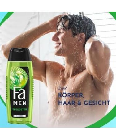 handle FA Shower Gel Men Speedster with taurine 3 x 250 ml 2in1 formula for body and hair activate your body mind & senses with the refreshing scent of citrus and lemongrass - Buy Online on GoSupps.com