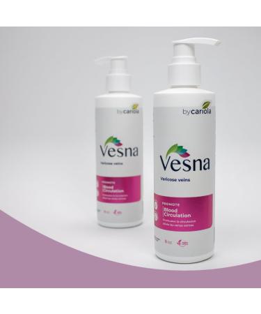 VESNA Varicose Veins Cream 8 oz - Natural Calming & Moisturizing Formula with Arnica Menthol & Jojoba - Day & Night Relief for Varicose Veins - Buy Online on GoSupps.com