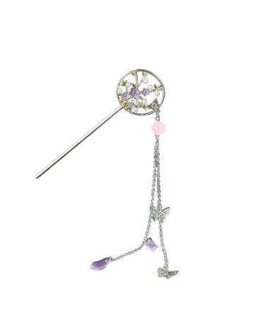 Vintage Flower Hair Stick Chinese Women's Hair Stick Long Tassel Plum Blossom Butterfly Hair Sticks Headpiece Fashion Hair Styling Accessories Crystal Rhinestone Hair Pin Elegant Chinese Hair Stick