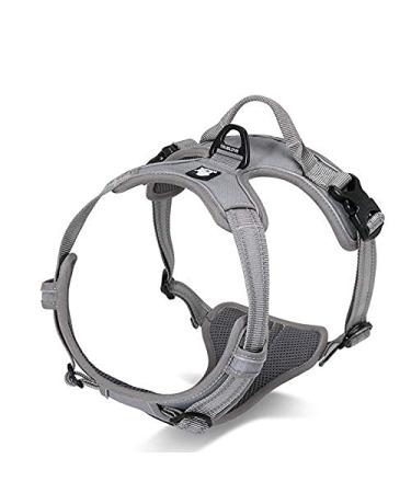 Winhyepet Truelove Dog harness No-sweater Reflecting adjustable pet dishes with 2 linen clips simple control handle for small medium-sized and large dogs TLH5651 m gray