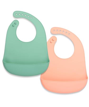 Lilly moon silicone bibs baby bpa -free waterproof with collecting bowl baby bib was washable silicone baby bibs and toddlers boys and girls baby accessories grayed jade - pale dogwood unit size