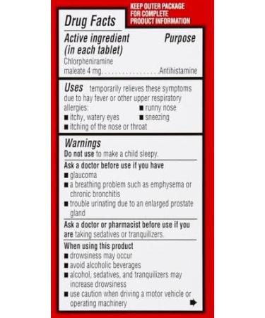 Leader 4 Hour Allergy Relief Chlorpheniramine Maleate Tablets Antihistamine 4 mg 100 Count Pack of 3 - Buy Online on GoSupps.com