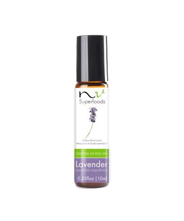 NV Superfoods Lavender Essential Oil Roll-On - 10 ml - 100% Natural Therapeutic Grade Oil for Skin Care Hair Growth & Relaxation