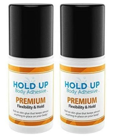 Hold Up Body Adhesive Premium Roll-On Applicator Mask Glue Glue for Compression Socks Stockings Costumes Clothing - Sweat Resistant - 2 oz. Bottle - 2 Pack