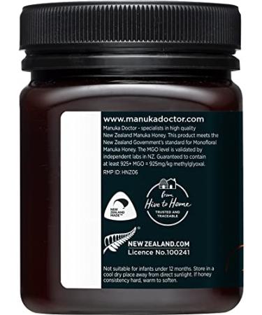 Manuka Doctor MGO 925+ Monofloral Manuka Honey 8.75 oz - Certified, Guaranteed, RAW, Non-GMO, 100% Pure New Zealand Honey - Buy Online on GoSupps.com