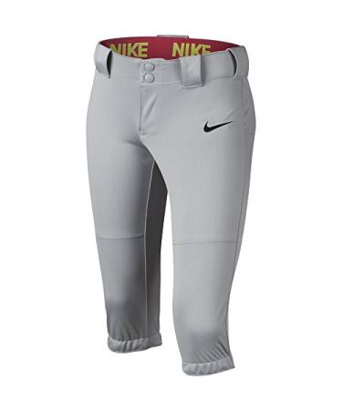 NIKE Girls' Diamond Invader 3/4 Pants Wolf Grey/Black Large