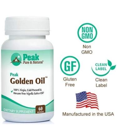 Peak Golden Oil Organic Black Seed Oil Supplement - 60 Capsules | Digestive Health, Skin Nutrition & Joint Comfort - Buy Online on GoSupps.com