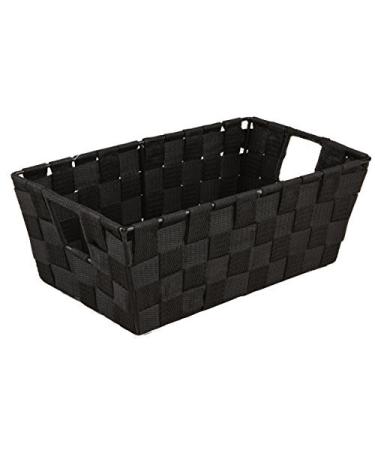 Simplify Woven Decorative Basket Storage Shelf Tote, Good for Organizing Accessories, Drawers, Shelves, Diaper Stations, Toys & More 1 Pack Small Shelf Black