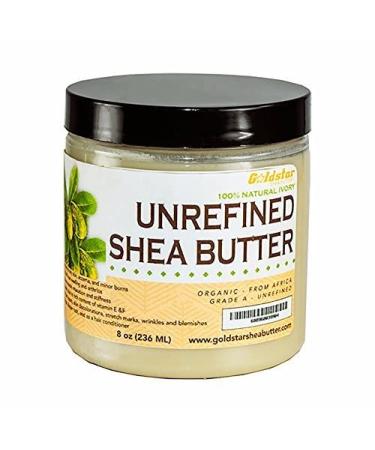 Goldstar Unrefined Shea Butter - Pure African Raw 8 OZ for DIY Body Butters Lotions Soaps Eczema Relief & Stretch Marks - Buy Online on GoSupps.com
