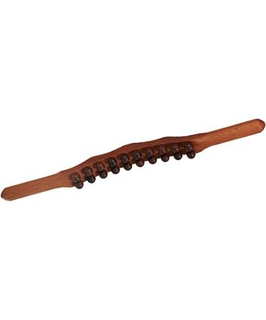 Ergonomic Two-Row Trigger Point Massager with 20 Beads - Portable Wood Gua Sha Stick for Neck Shoulders Arms & Legs | Carbonized Beech - Buy Online on GoSupps.com