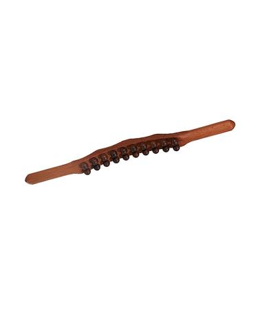 Wood massage tab smooth trigger point massage device two-row 20 pearls ergonomic multifunctional for neck shoulders arms legs (carbonized beech 20 pearls)