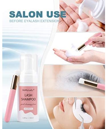Eyelash Extension Shampoo 100ml + Brush Set - Gentle Foaming Cleanser for Lash Extensions - Paraben & Sulfate Free - Salon Quality - Buy Online on GoSupps.com
