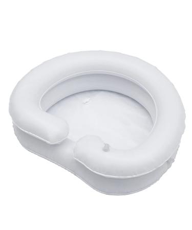 Inflatable Hair Washing Basin for Bedridden - Large Inflatable Shampoo Basin/Portable Shampoo Bowl-in Pillow for Supreme Comfort. Portable Hair Washing Sink for Soaking Locks (1-White)