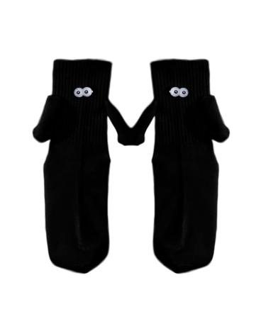 AYFFDIYI Magnetic Socks 3D Doll Plastics Eyes Sock Middle Tube Cotton Breathable Socks For Women Personalized Socks Man Cute Black 1 Pair