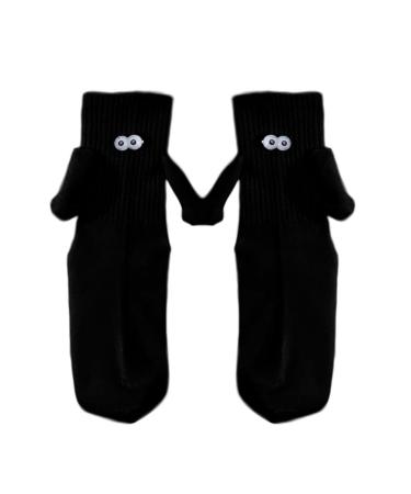 RJSQAQE Couple Holding Hands Socks Mid-Tube Socks Magnetic 3D Doll Socks for Women Men Unisex Funny Couple Holding Hands Sock Onesize Black