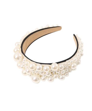 Wiwpar Pearl Headband - Elegant White Bridal Hair Hoop for Women/Girls (Style 2) - Buy Online on GoSupps.com
