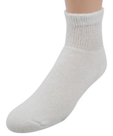 Doc Ortho Loose Fit Cotton Diabetic Socks for Men and Women 3 Pairs 1/4 Crew X-Large White