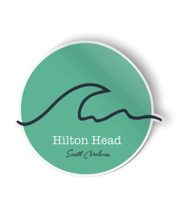 Squiddy Hilton Head South Carolina Wave - Vinyl Sticker Decal for Phone, Laptop, Water Bottle (2.5" high)