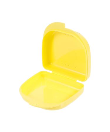 Healifty Denture Cup Retainer Case With Vent Holes - Denture Case Case - Hinged Lid Snaps Orthodontic Dental Retainer for Braces Dentures & Aligners (Yellow) Retainer Cleaner
