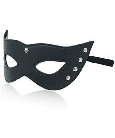 JIAHAO Cat Face Blindfold Sleep Mask - Soft Padded PU Leather Eye Cover for Flirting and Restful Sleep in Black - Buy Online on GoSupps.com