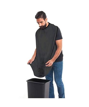Veerve Beard Catcher Apron Bib Cape for Beard Shaving and Hair Grooming Trimming with Suction Cups | Black
