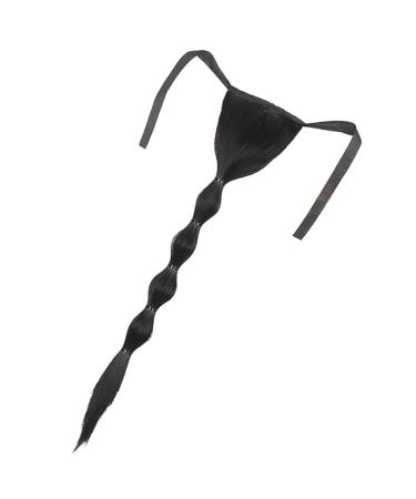 minkissy Lantern Bubble Braids Braid Extensions Hairpieces Curly Ponytail Extension for Black Women Drawstring Ponytail Clip Black Ponytail Extension Miss Headband High Temperature Wire Wig 45X11CM Black