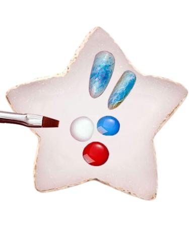 Resin Nail Art Palette Star Shaped Painting Color Mixing Plate Cosmetic Mixing Tools White Brushes - Buy Online on GoSupps.com