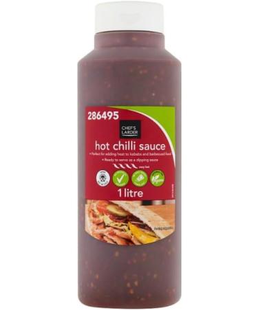 Chilli Sauce Bundle with Chef's Larder Hot Chilli 1 Litre 2 Pack + Brightdale Kitchen Booklet - Buy Online on GoSupps.com
