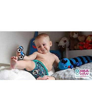 Petit Lulu Cloth Nappy Wrap | One Size (11-35.2 lbs) | Snaps | Washable Diaper Wrap | Made in Europe - Baby Elephants (Blue) - Buy Online on GoSupps.com