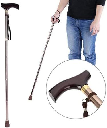 Walking Stick Wooden Handle Walking Stick Adjustable Folding Safety Walking Stick for Elderly Blind Walking Stick Guide Crutch for Blind Elderly - Buy Online on GoSupps.com